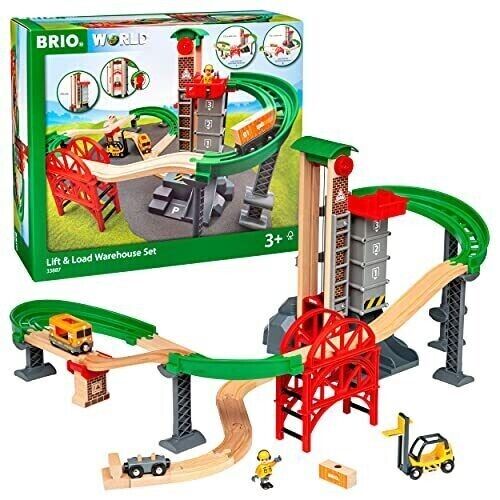 Brio 33887 Lift & Load Warehouse Set 3+ Wooden Railway 32 pcs In box NEW! - Picture 1 of 4