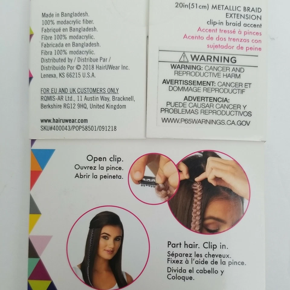 Extensión trenza metálica Hairdo POP 20" pulgadas rosa clip para cabello acento trenzado  Foto 4 de 4