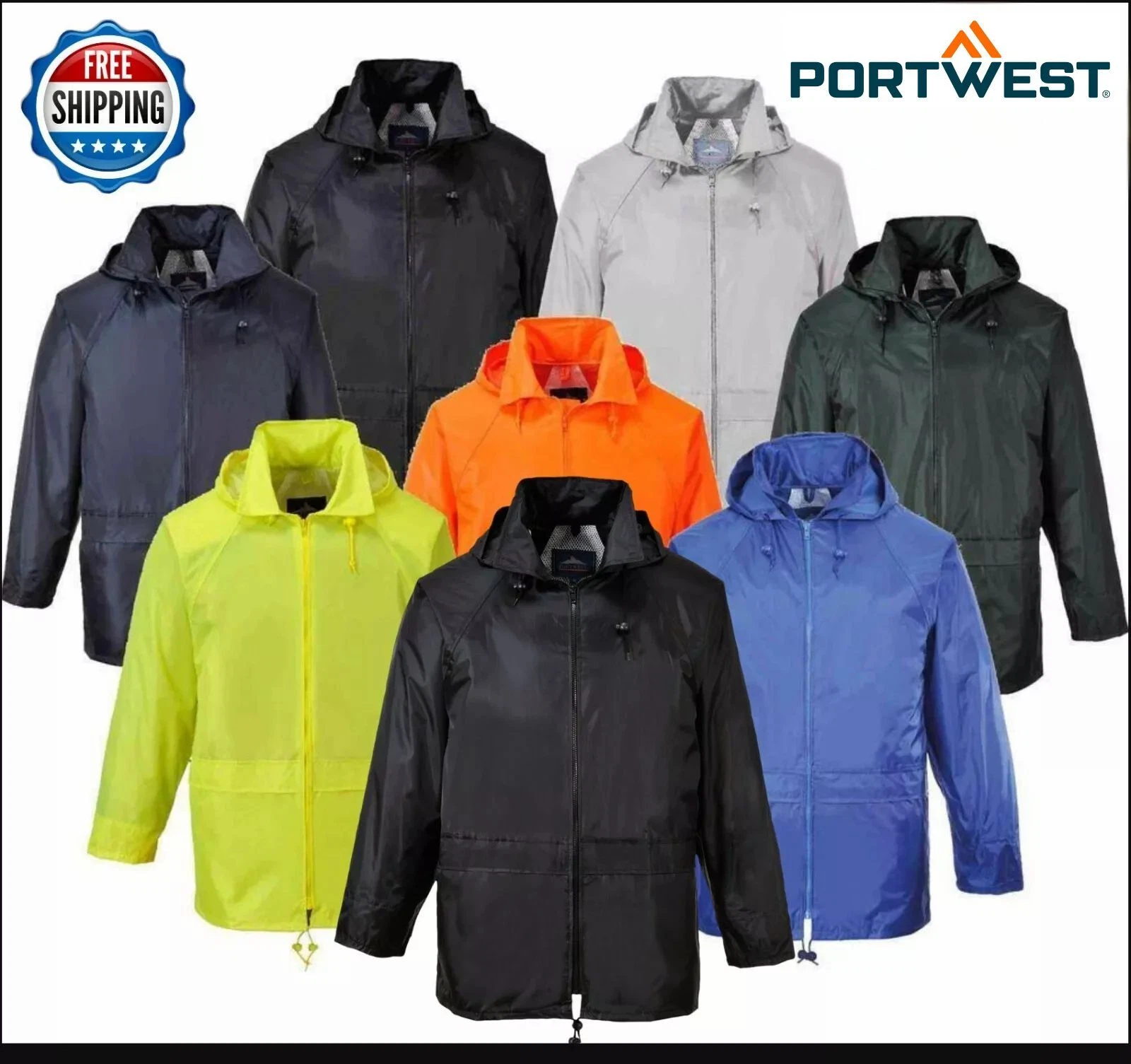 PORTWEST Classic Rain Jacket - Waterproof Hooded Jacket - Rain Mac /Cagoule S440