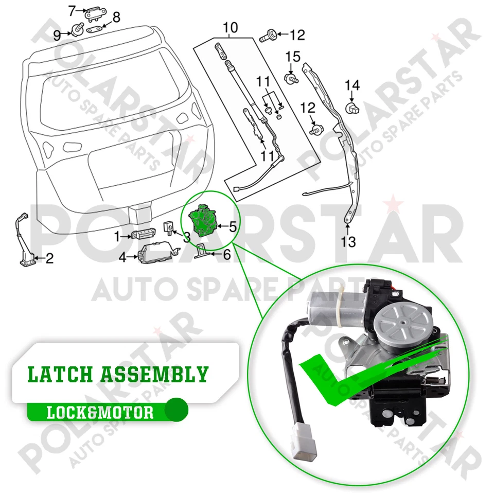 Conjunto de cerradura de puerta trasera para Toyota Sienna 2011-2020 Foto 4 de 4