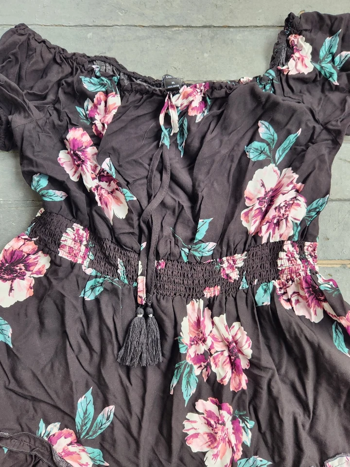 Rue 21 Black Flora Summer Dress Size XL Pullover Peasant Style Jrs Women - Image 2 of 4
