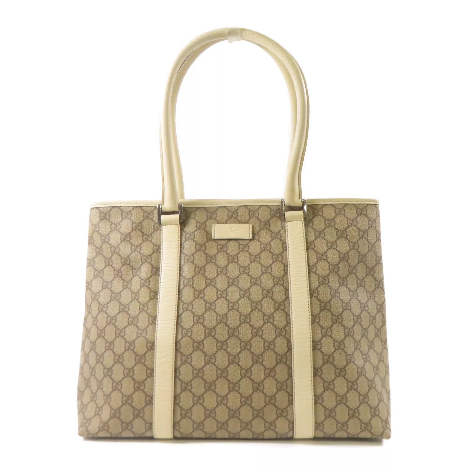 Sac fourre tout bandoulière GUCCI GG SHW 114288 toile enduite marron/blanc