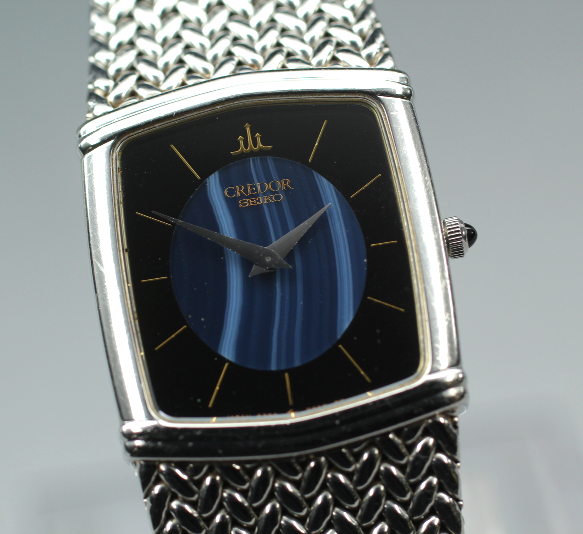 Vintage 1983 [N MINT] SEIKO Credor 6730-5340 Blue Agate 21mm