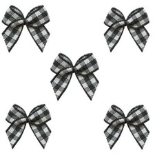 50pcs Mini Gingham Ribbon Bows Checkered Ribbon Flowers Plaid Ribbon Bow Appl...