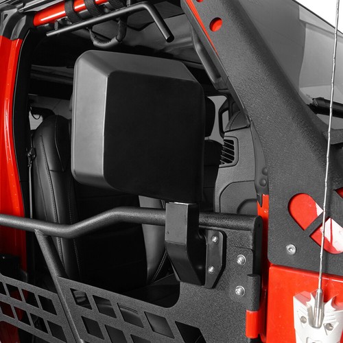 Black 2PCS Black Tubular Doors 2x Mirrors for Jeep Wrangler JK 2 Door 20007-2018 - Picture 2 of 30