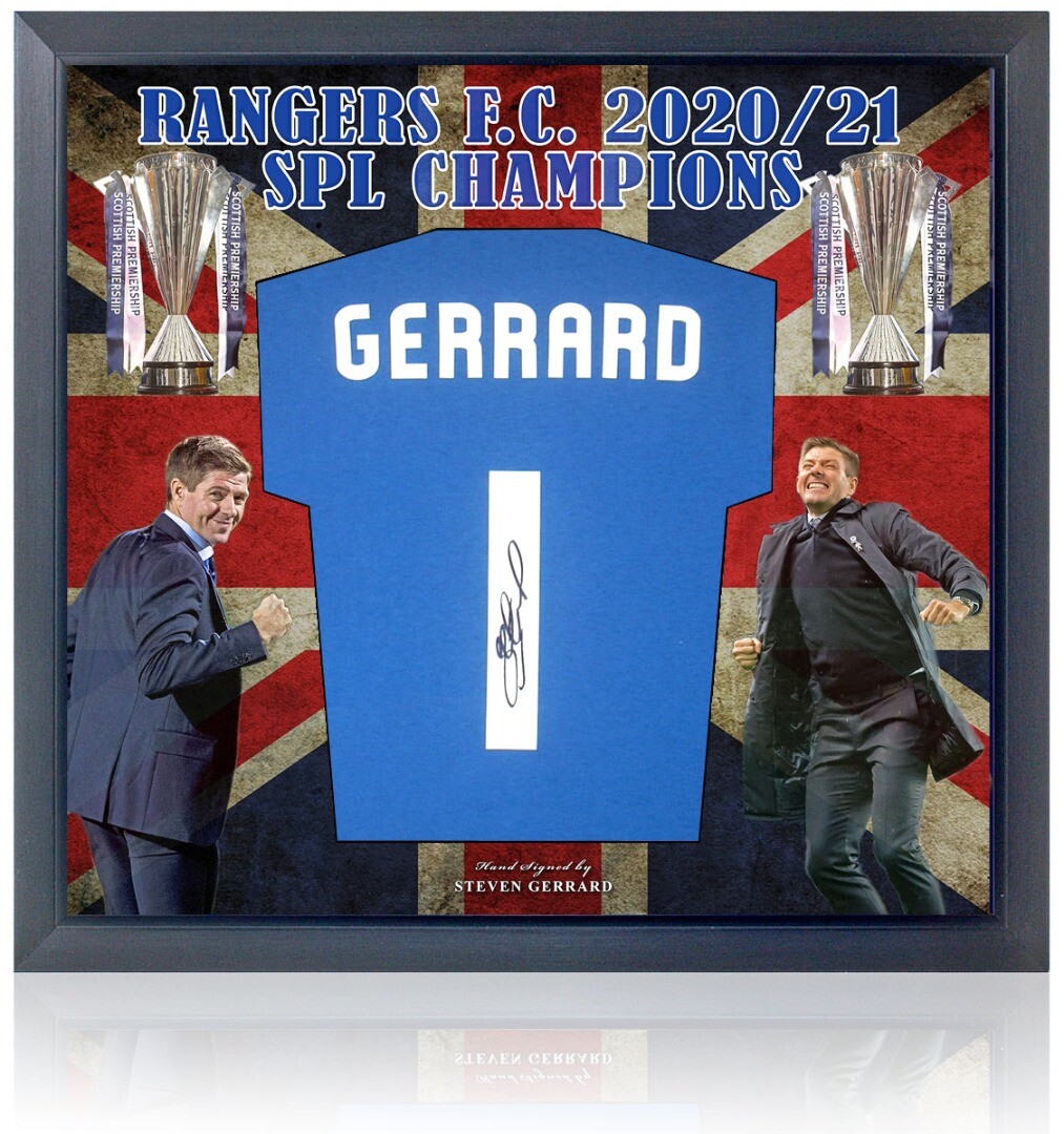 Steven Gerrard Hand Signed Rangers Shirt SPL Champions Presentation COA