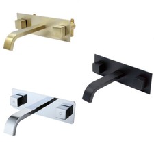 Bathroom Basin Faucets Solid Brass Sink Mixer Tap Hot  Cold Lavatory 2 Handles