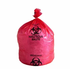 Biohazard Bags Red Infectious Waste Liners 1.25 Mil 14.5" x 19" 200 Pcs 3 Gallon