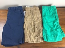 Lot of 3 GAP KIDS Boys Cargo Shorts Khaki Navy Blue Green Size 10 Regular