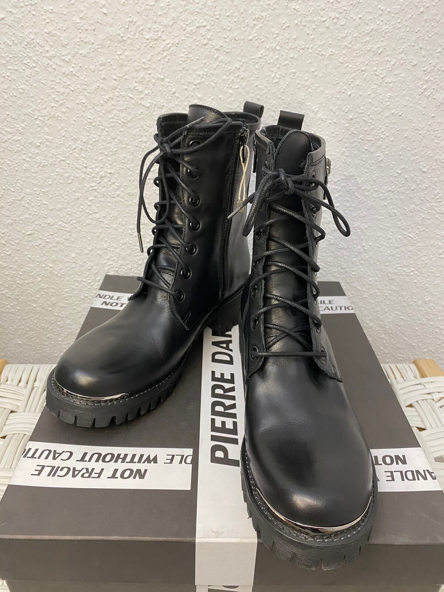 Pierre Darre Ankle Biker Boots Women 100% Calfskin, Made In Italy 
