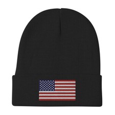 USA Flag Embroidered Beanie, American Flag Knit Cap Gift for Him and Her
