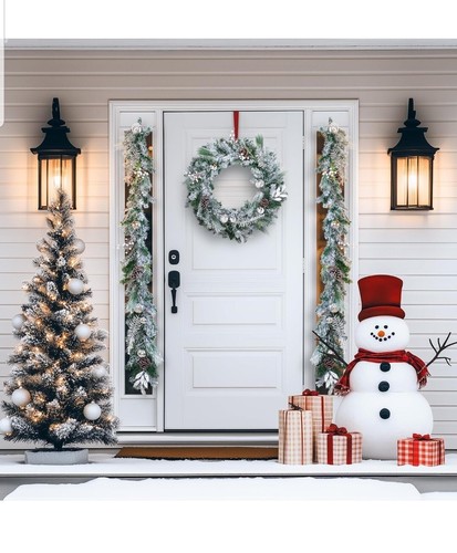 6.2FT Artificial Snowy Christmas Garland for Mantel, Thick Frosted Pine Garland - Picture 5 of 8