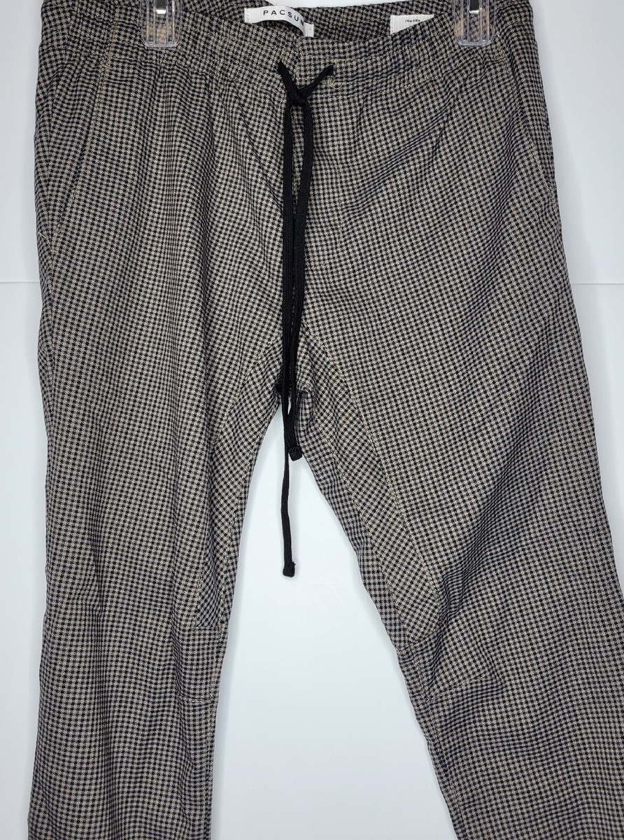 PacSun Jogger Drawstring Slim Pants Mens Size M Plaid Brown