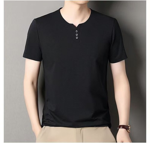 Summer Thin Men's Solid Color Half Sleeved T-shirt Casual Top Short Sleeved - Picture 14 of 17