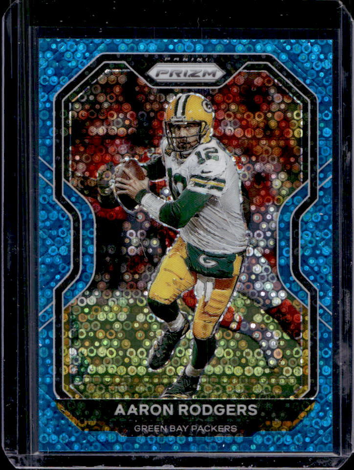 2020 Panini Prizm Aaron Rodgers Blue No Huddle Prizm #18/79 #206 Packers