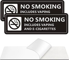 No Smoking Signs, 2 PACK Self-adhesive No Smoking Signs for Business, 9 x 3 In