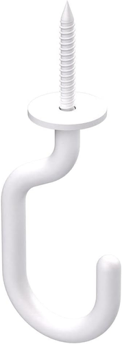N275-525 Modern Ceiling J Hook, White, 3-11/32-In