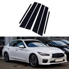 6x Gloss Black Pillar Posts Door Trim Cover Fit For Infiniti Q50 (V37) 2014-2023