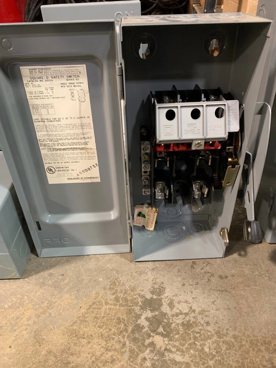 NEW Square D D222N Safety Switch 60 Amp 240 Vac Fused Phase, 52 OFF