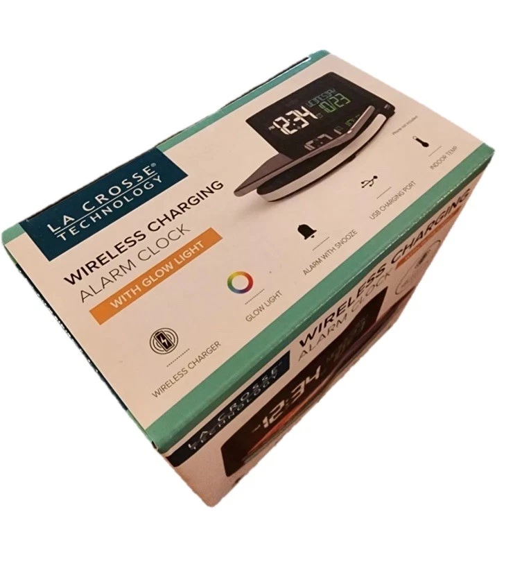La Crosse Technology Wireless Charging Alarm Clock with Glowing light base NEW - Image 4 of 4