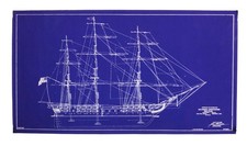 Old Ironsides US Frigate Constitution Line Drawing Sail Plan Blueprint 1929