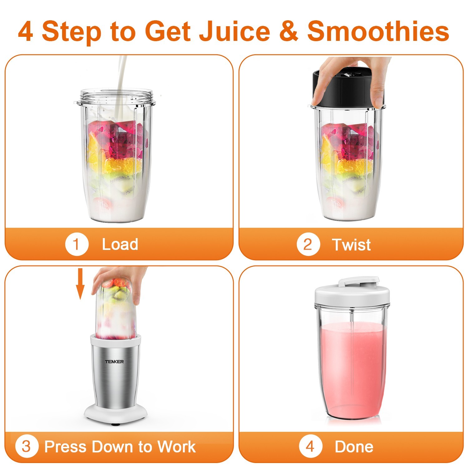 900W Personal Countertop Blender for Shakes and Smoothies Meat Veg for Kitchen alternate view 6