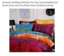 Swanson Beddings Microfiber Cali King Duvet Cover Set-Rainbow Tree-NEWINORGPKG