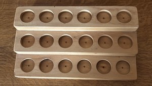 Essential Oil Display Riser Bottle Holder Vial Organizer 3 Tier 18 Hole Oak Used