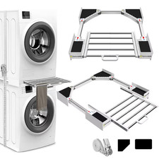Universal Washer Dryer Stacking Kit Adjustable Shelf Frame 53–68cm – Storage Bas