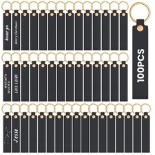 100 Pcs PU Leather Keychain Blanks Bulk Laser Engraving Blanks Keychain Kit w...