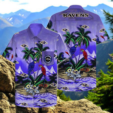 Baltimore Ravens Hawaiian Shirt Couple Parrot Unique Hawaiian Shirts2