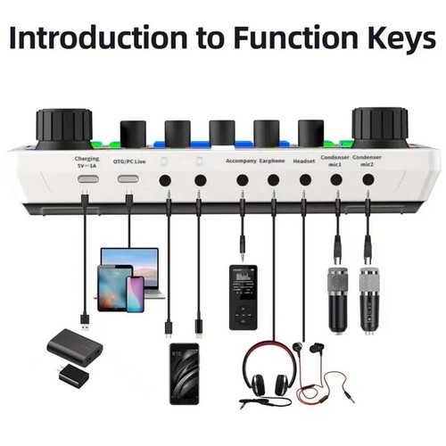 X50 Live Sound Card Audio Mixer Recording Desktop Singing BT OTG Digital8932 - Photo 7/10