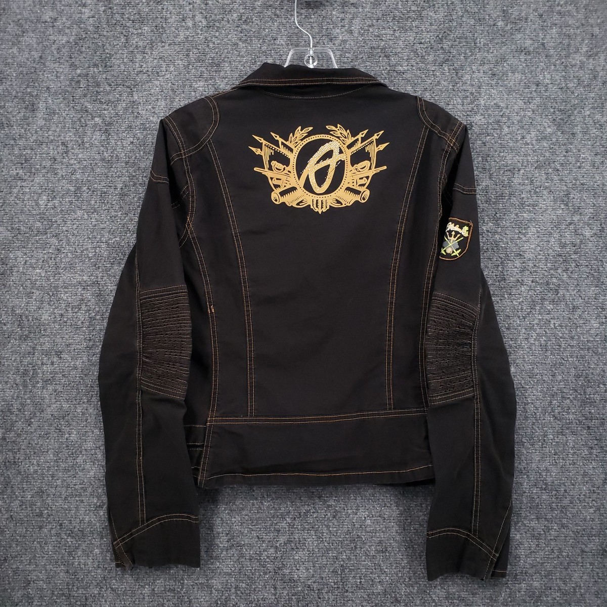 Akademiks Y2K Jacket Womens L Large Brown Full Zip Embroidered