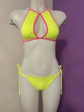 2 Piece Neon Yellow Rave Festival Outfit Size S/M Brand New
