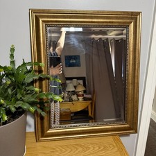 Sicura Italian Design Gold Wall Mirror Bevelled Edge Glass 2-Way Hanging 66x56