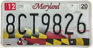 Maryland 2020 State Flag License Plate 8CT9826