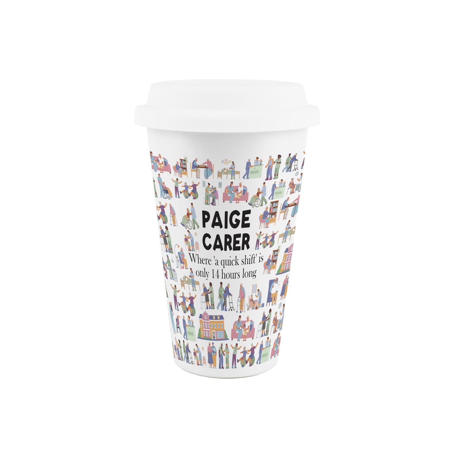 Personalised Carer Ceramic Travel Mug - Gifts for Healthcare Staff