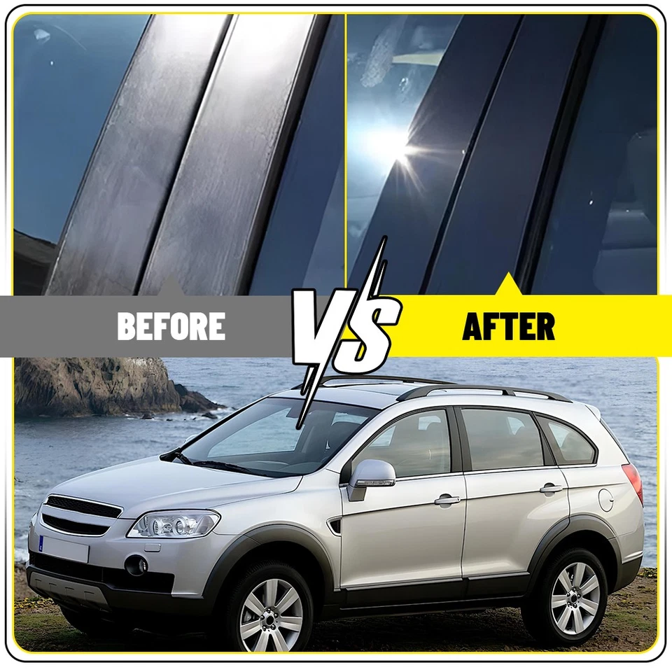 Cubierta de poste de pilar de ventana negra brillante para Chevrolet Captiva 2009-2018 6-30X Foto 3 de 4