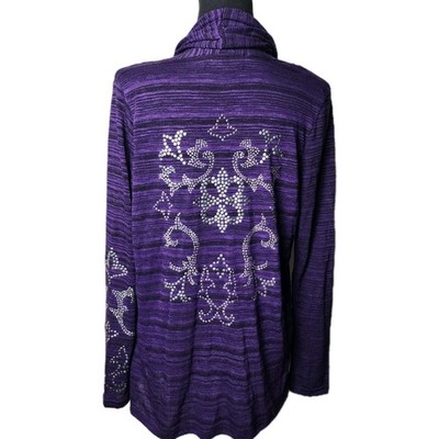 Absolutely Famous M Purple Cardigan Silver Studded Gothic Grunge 90s Y2k Black