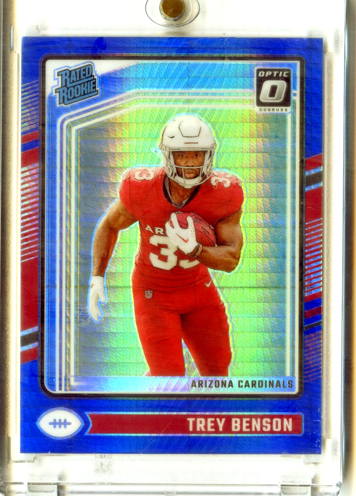 Trey Benson #293 2024 Donruss Optic Blue Hyper Rated Rookie Cardinals RC