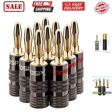 Banana Plugs 5 Pairs / 10 pcs, Closed Screw 24K Gold Plated Speaker Plug Conn...