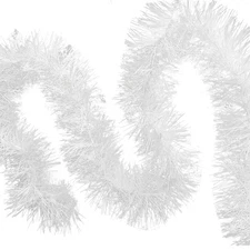 Allgala 50ft White Tinsel Garland – Christmas & Holiday Tree Decoration