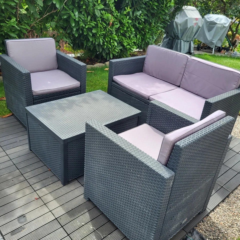 Lounge 4 teilig mit Sitzkissen,grau,gebraucht, VB 100€, nur Selbstabholer - Bild 3 von 4