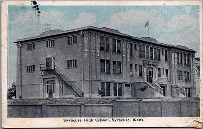 Syracuse High School Kansas 1930 Postcard Daugherty's Drug Store