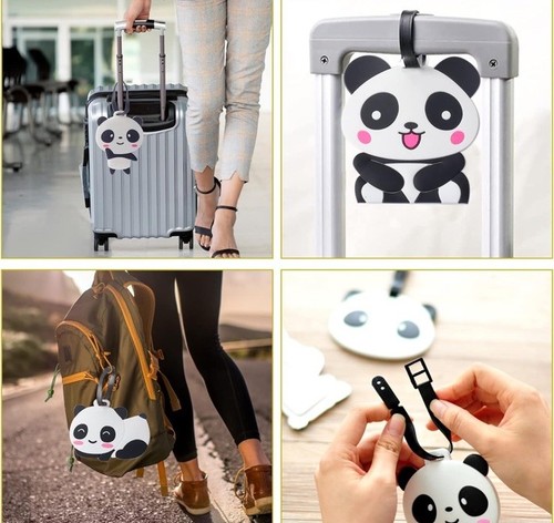 Giant Panda Fashion Luggage Tags Cute Holiday Suitcase Labels Travel Bag 4 Pack - Picture 7 of 7