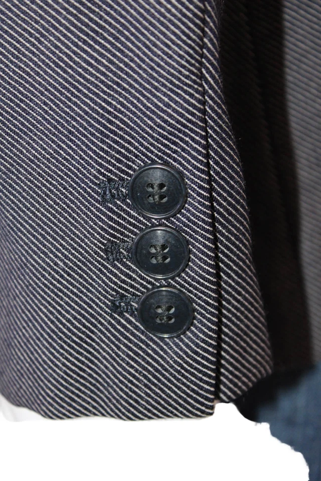 Chaqueta Blazer Giorgio Armani Mujer Lana Rayas Un Botón Azul Marino Talla S Foto 4 de 4