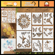 Large Flower Stencils Set - 8 Pcs Reusable 9.84" for Crafts, DIY Wall  Wood Art