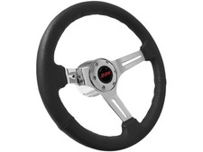 1967-1968 Camaro Z28 Ss 14 Black Leather Steering Wheel Kit Chrome Spokes