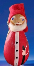 Denmark Vtg Wooden Santa Pixie Christmas Figurine Hand Painted 2.5” Signed 
