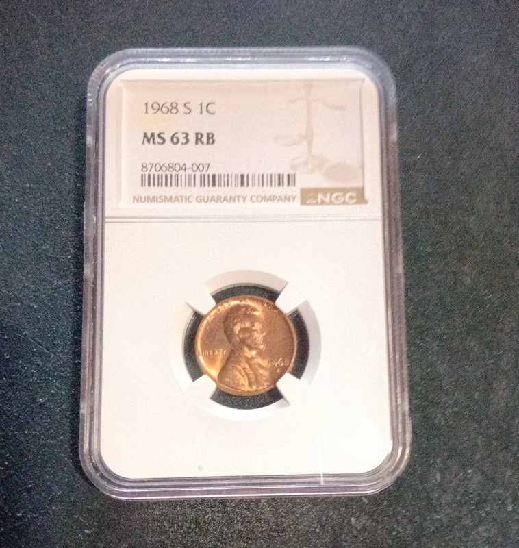 1968-S Lincoln Memorial Small Cent Bronze NGC MS63 RB KM#201